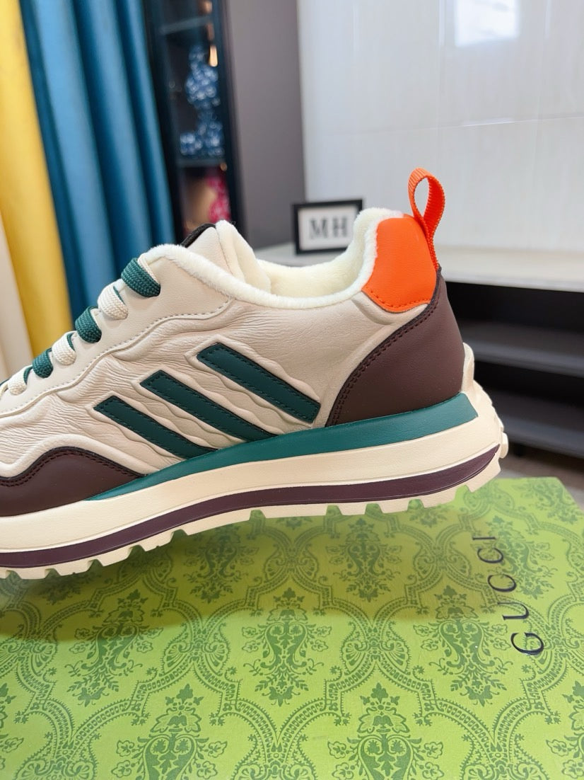 GG Men's Sneaker Brown Beige Cowhide 523395