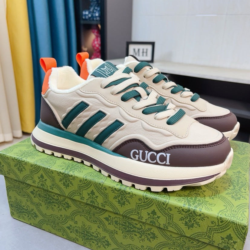 GG Men's Sneaker Brown Beige Cowhide 523395