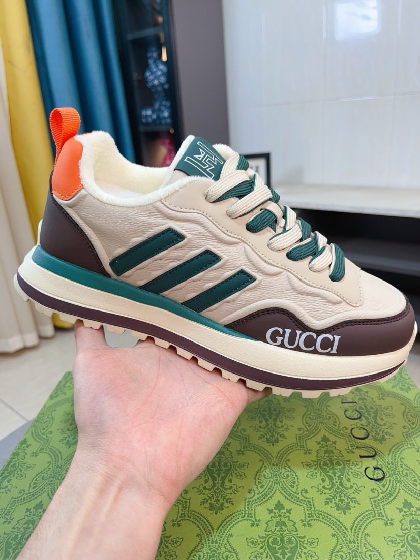 GG Men's Sneaker Brown Beige Cowhide 523395