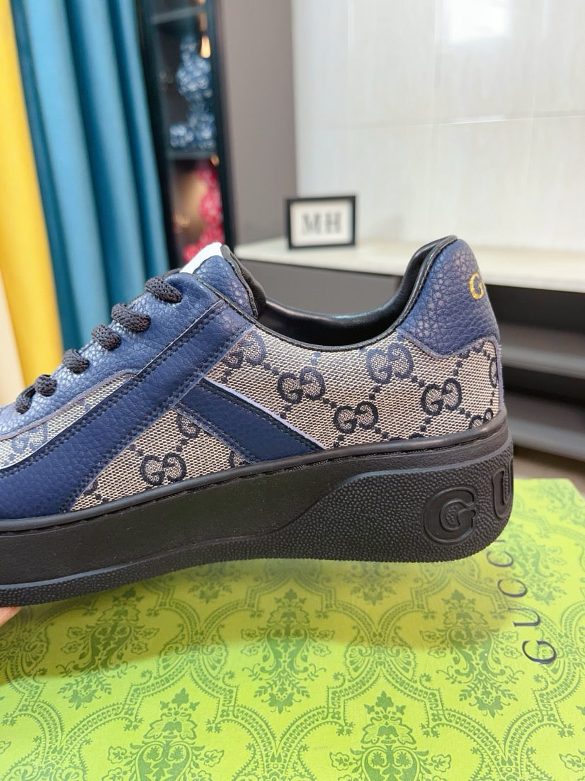 GG Men's Platform Sneaker Blue Cowhide 523418