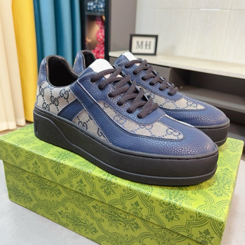 GG Men's Platform Sneaker Blue Cowhide 523418