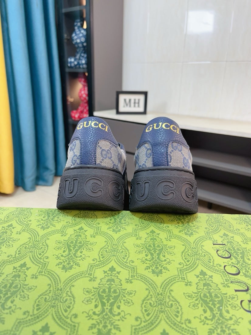 GG Men's Platform Sneaker Blue Cowhide 523418