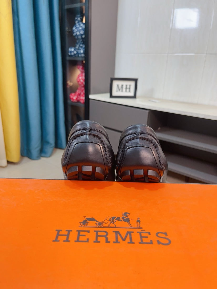 HM Men's Loafer Black Cowhide Fur Lining 524403