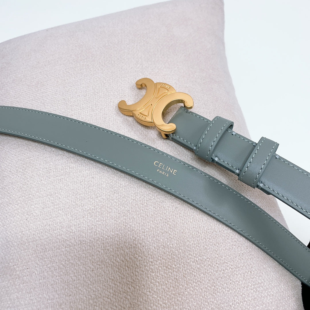 CEL 25mm Triomphe Belt Gray Green Taurillon Leather 176672