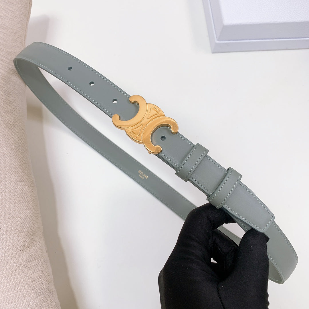 CEL 25mm Triomphe Belt Gray Green Taurillon Leather 176672