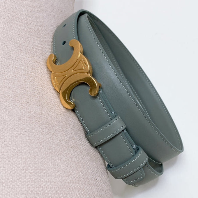 CEL 25mm Triomphe Belt Gray Green Taurillon Leather 176672