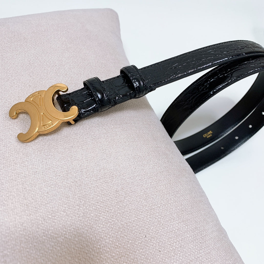 CEL 25mm Triomphe Belt Black Alligator Leather 176670