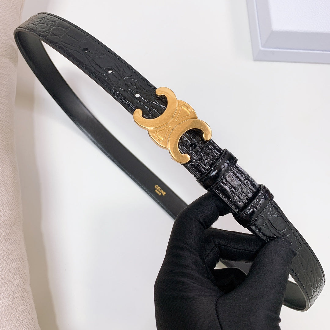 CEL 25mm Triomphe Belt Black Alligator Leather 176670