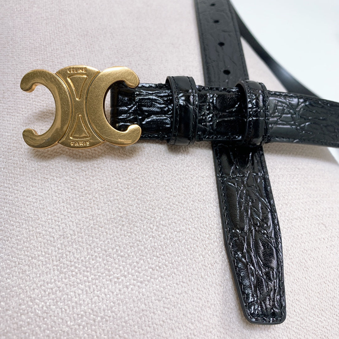 CEL 25mm Triomphe Belt Black Alligator Leather 176670