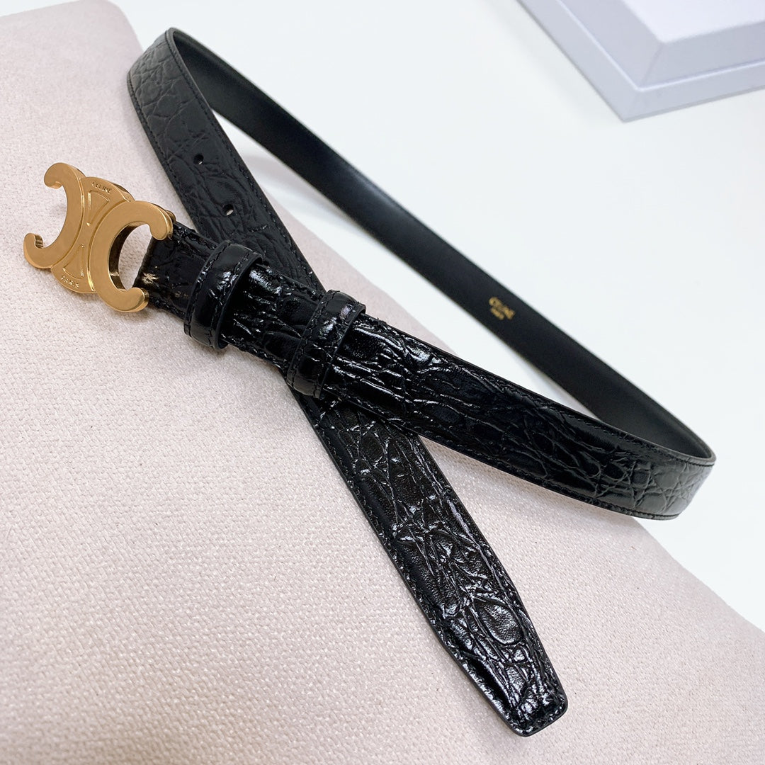 CEL 25mm Triomphe Belt Black Alligator Leather 176670
