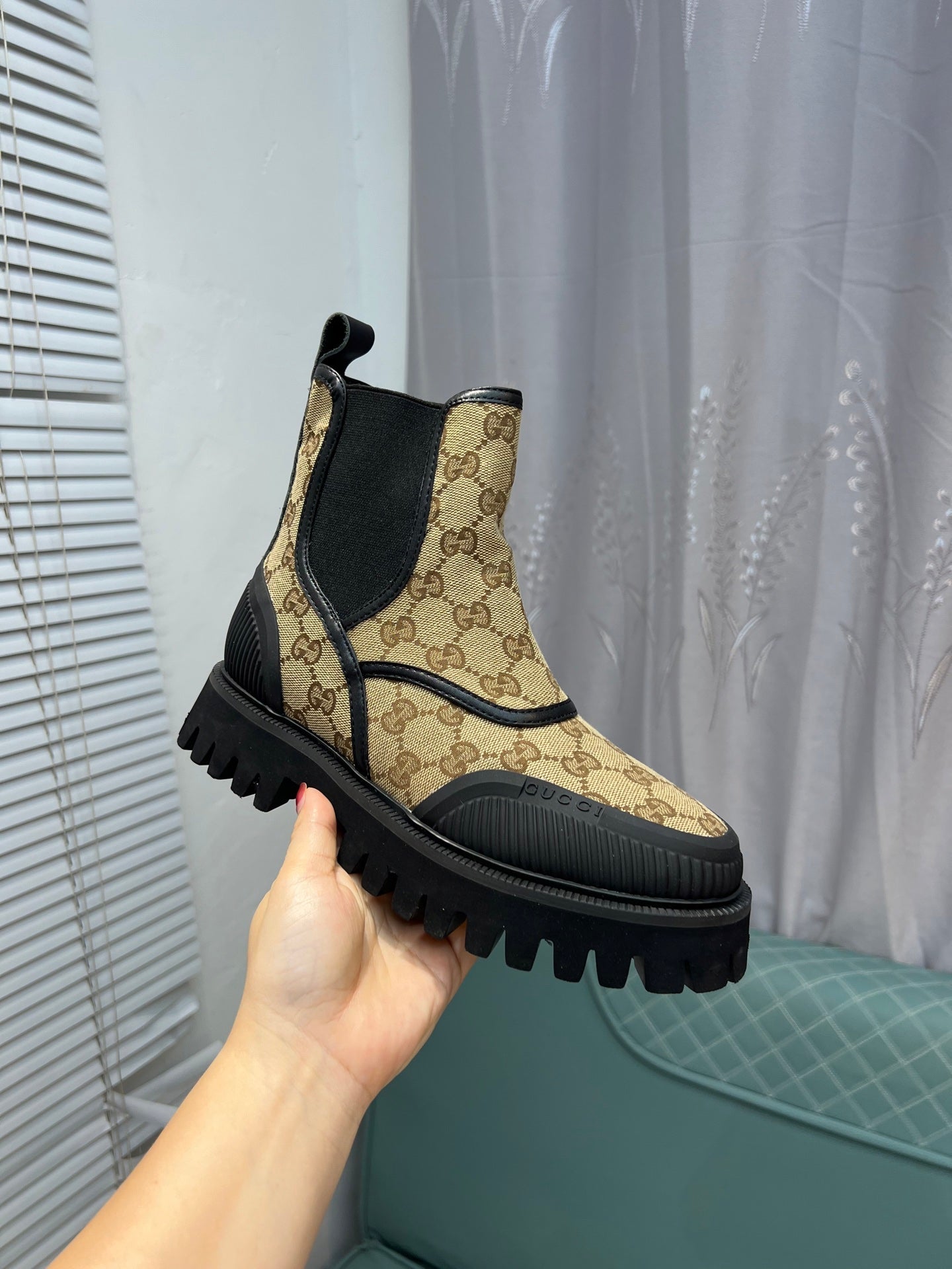 GG Men's 25 Chelsea Boots Black Brown Canvas 720789