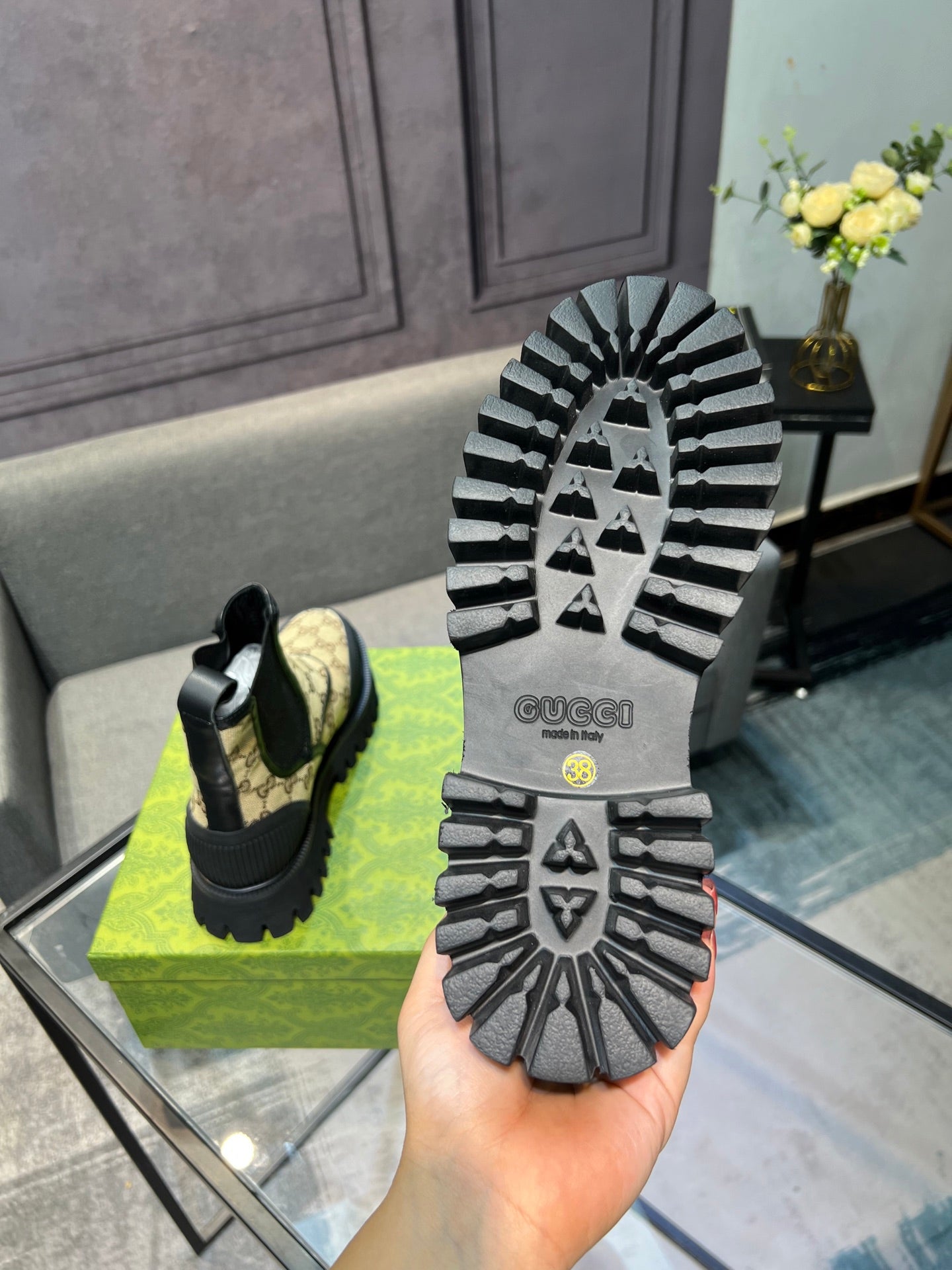 GG Men's 25 Chelsea Boots Black Brown Canvas 720789