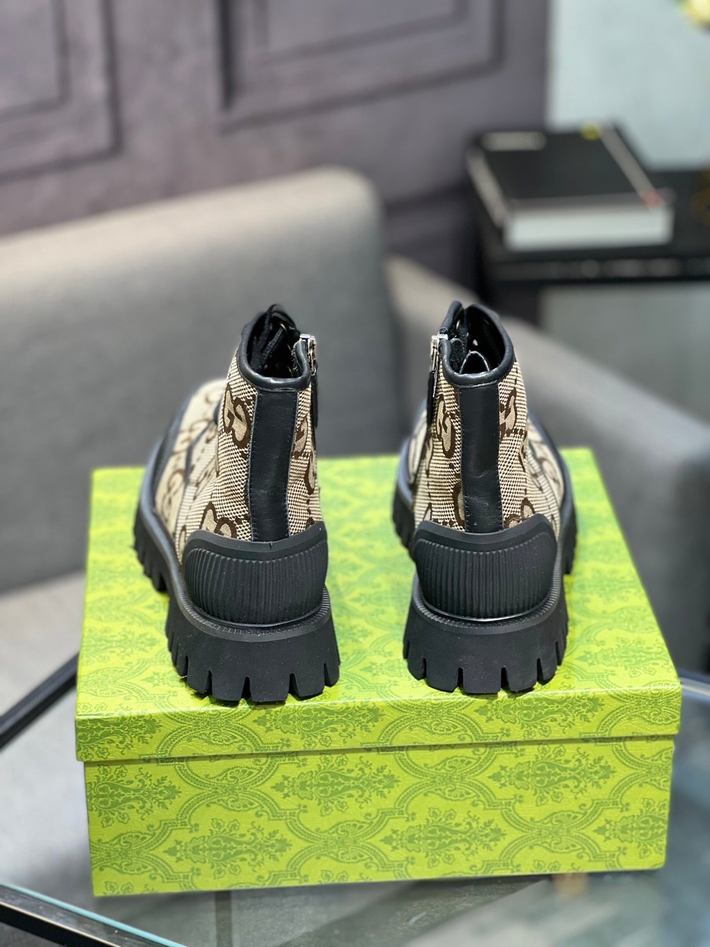 GG Men's 25 Lace up Boot Black Brown Canvas 720790