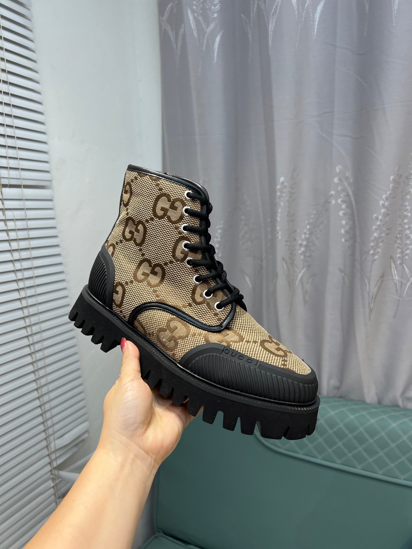 GG Men's 25 Lace up Boot Black Brown Canvas 720790