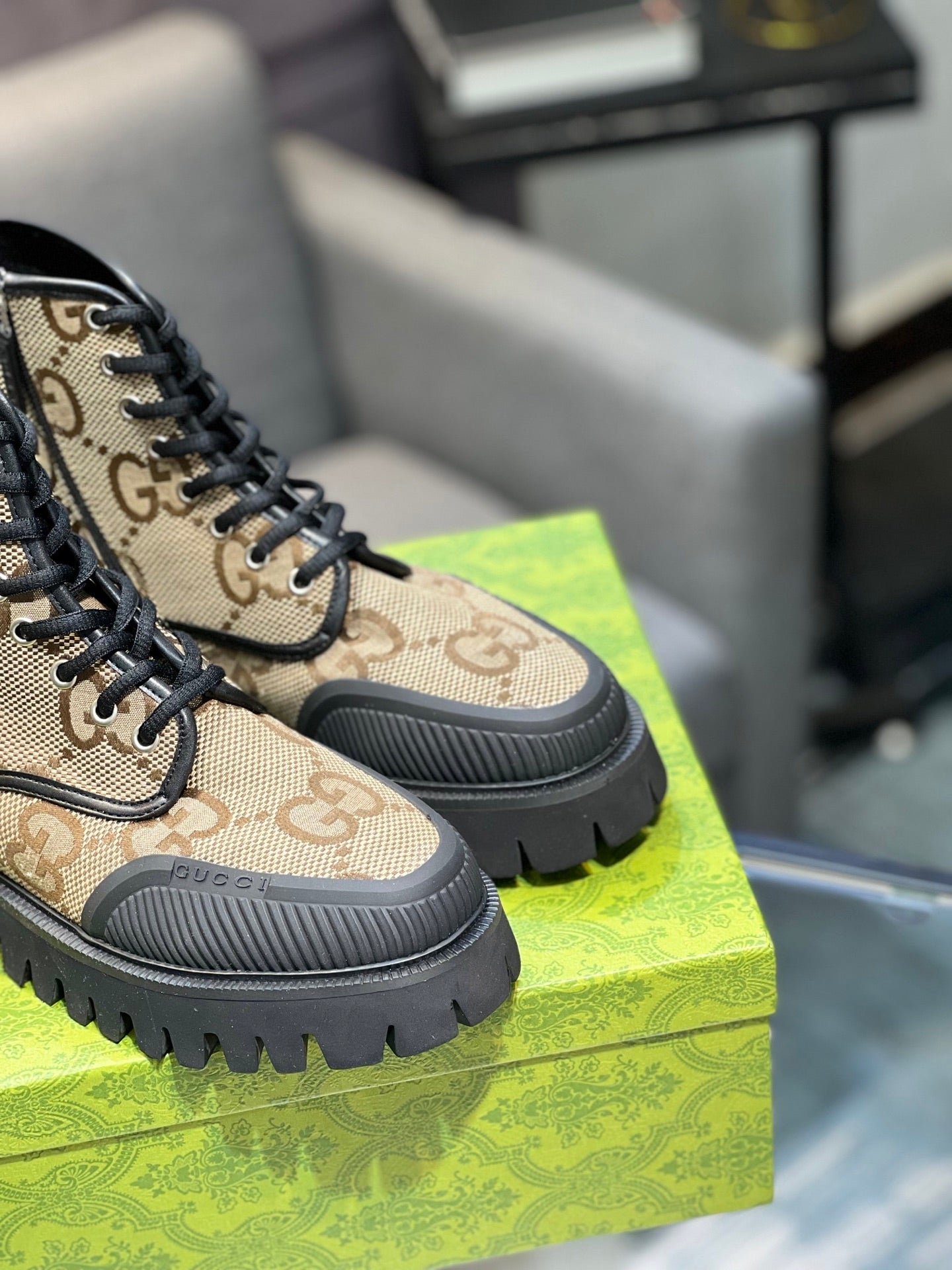 GG Men's 25 Lace up Boot Black Brown Canvas 720790