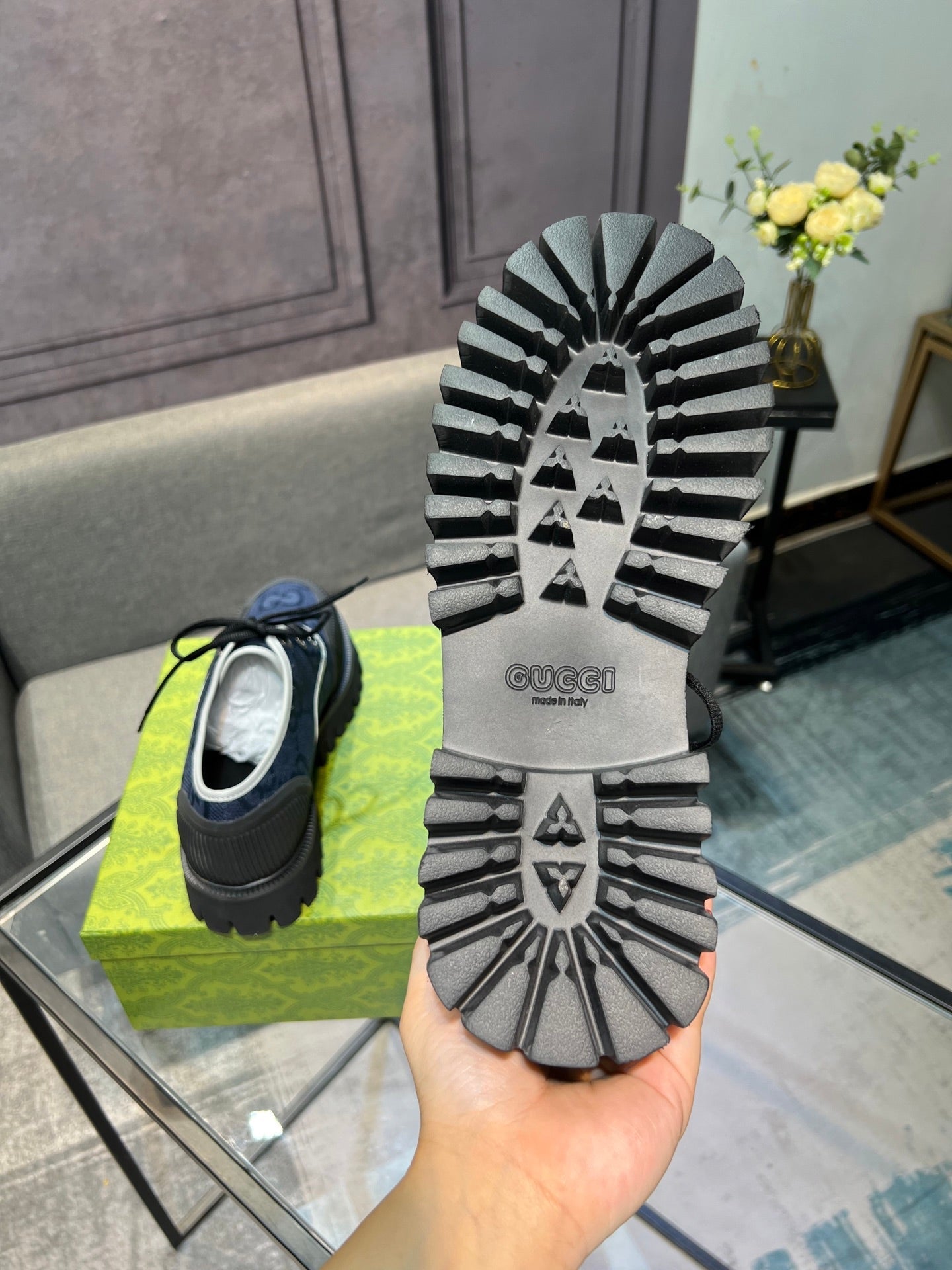 GG Men's 25 Maxi GG Sneaker Blue Black Canvas 720792