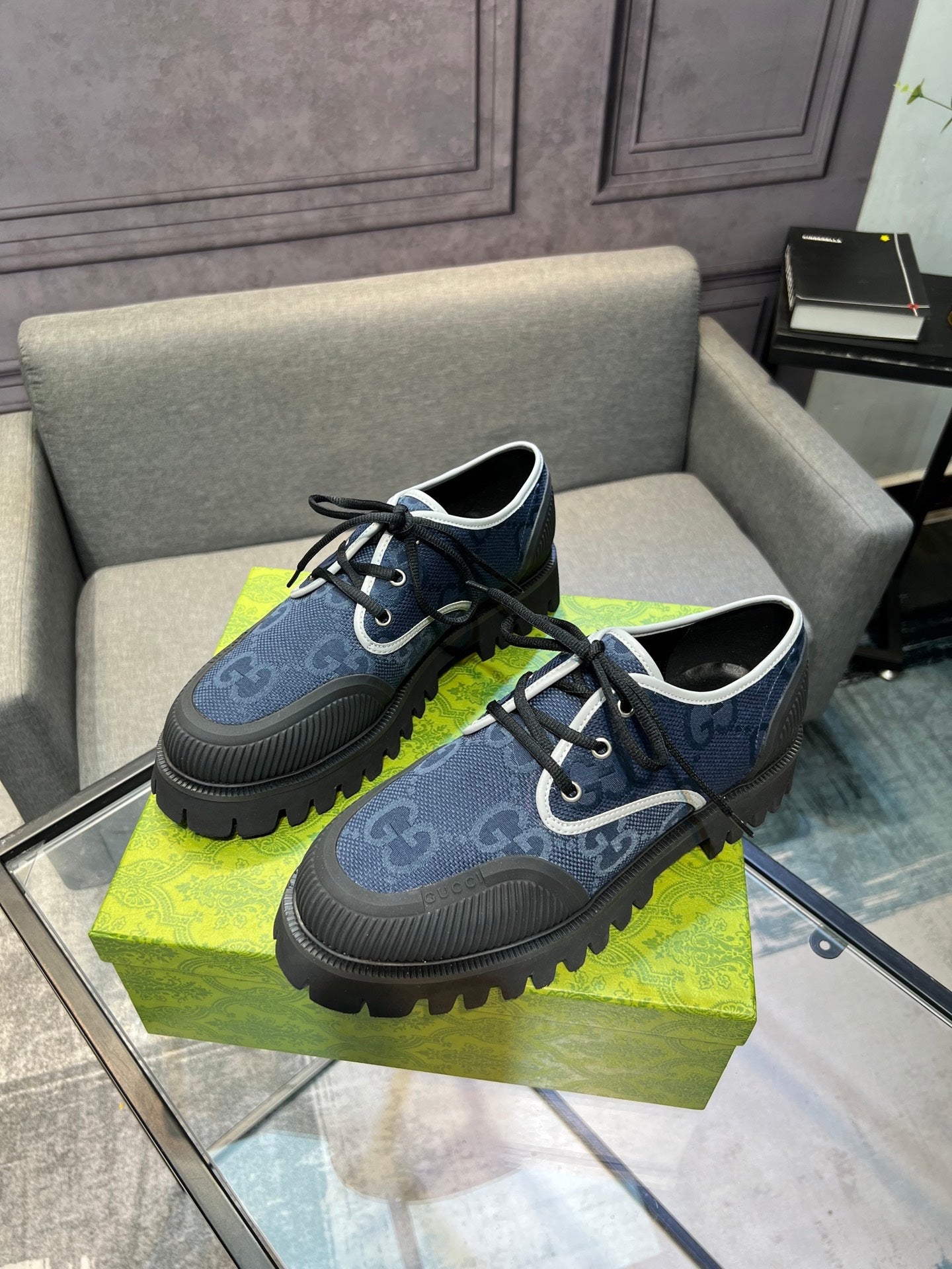 GG Men's 25 Maxi GG Sneaker Blue Black Canvas 720792