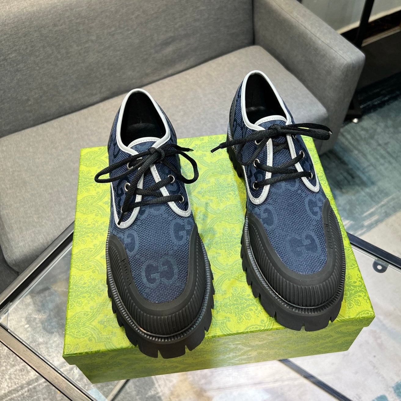 GG Men's 25 Maxi GG Sneaker Blue Black Canvas 720792