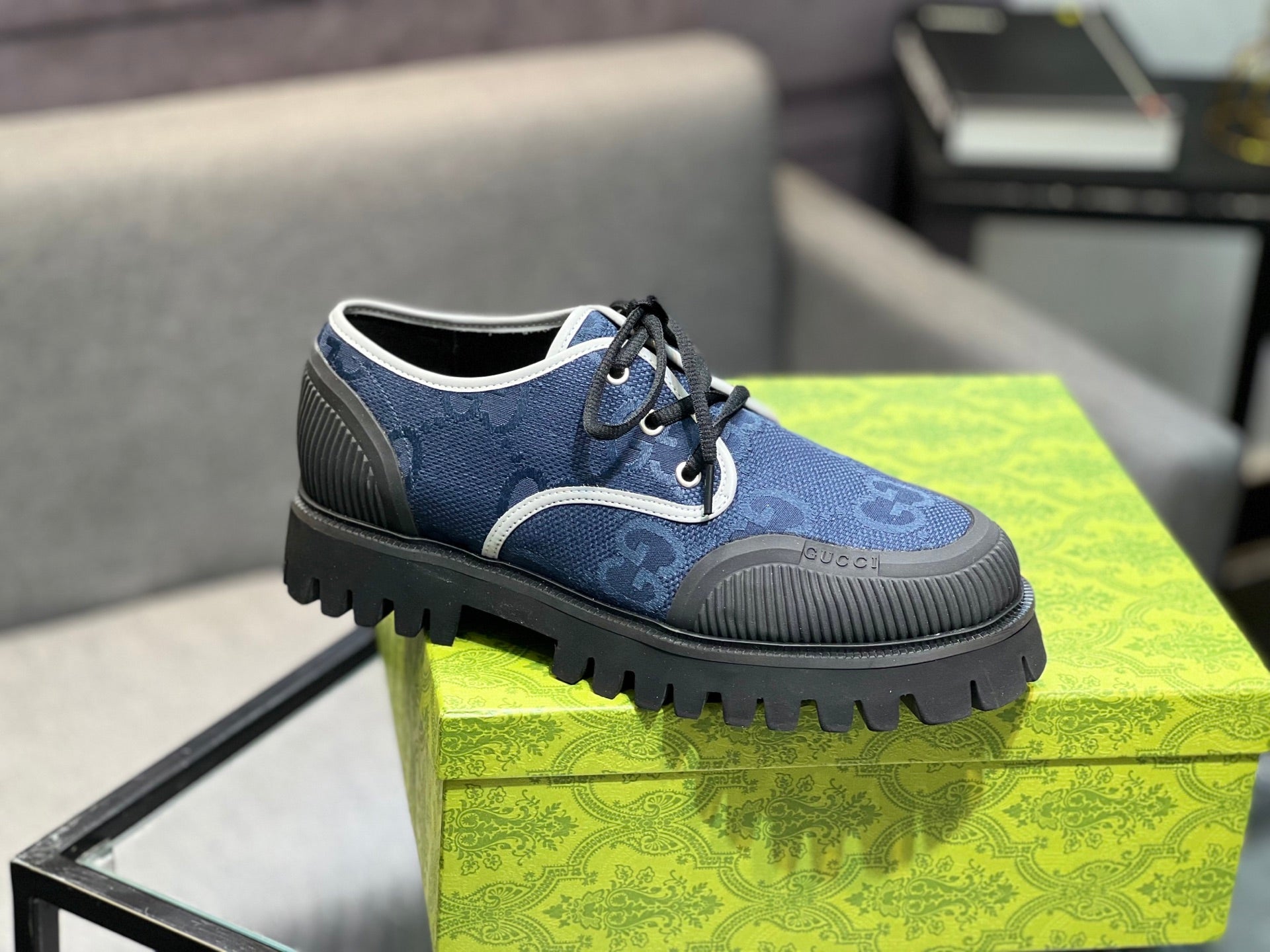 GG Men's 25 Maxi GG Sneaker Blue Black Canvas 720792