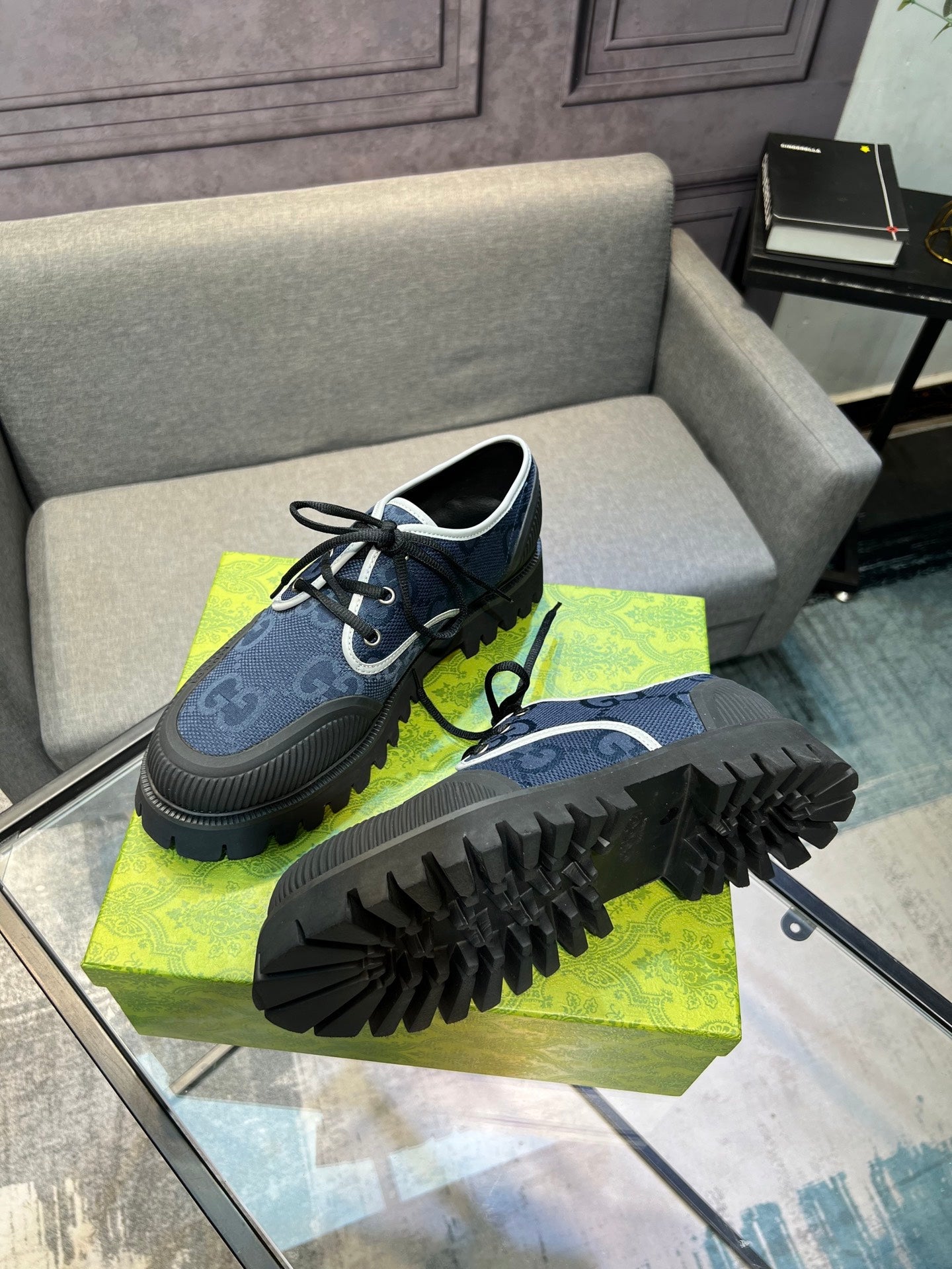 GG Men's 25 Maxi GG Sneaker Blue Black Canvas 720792