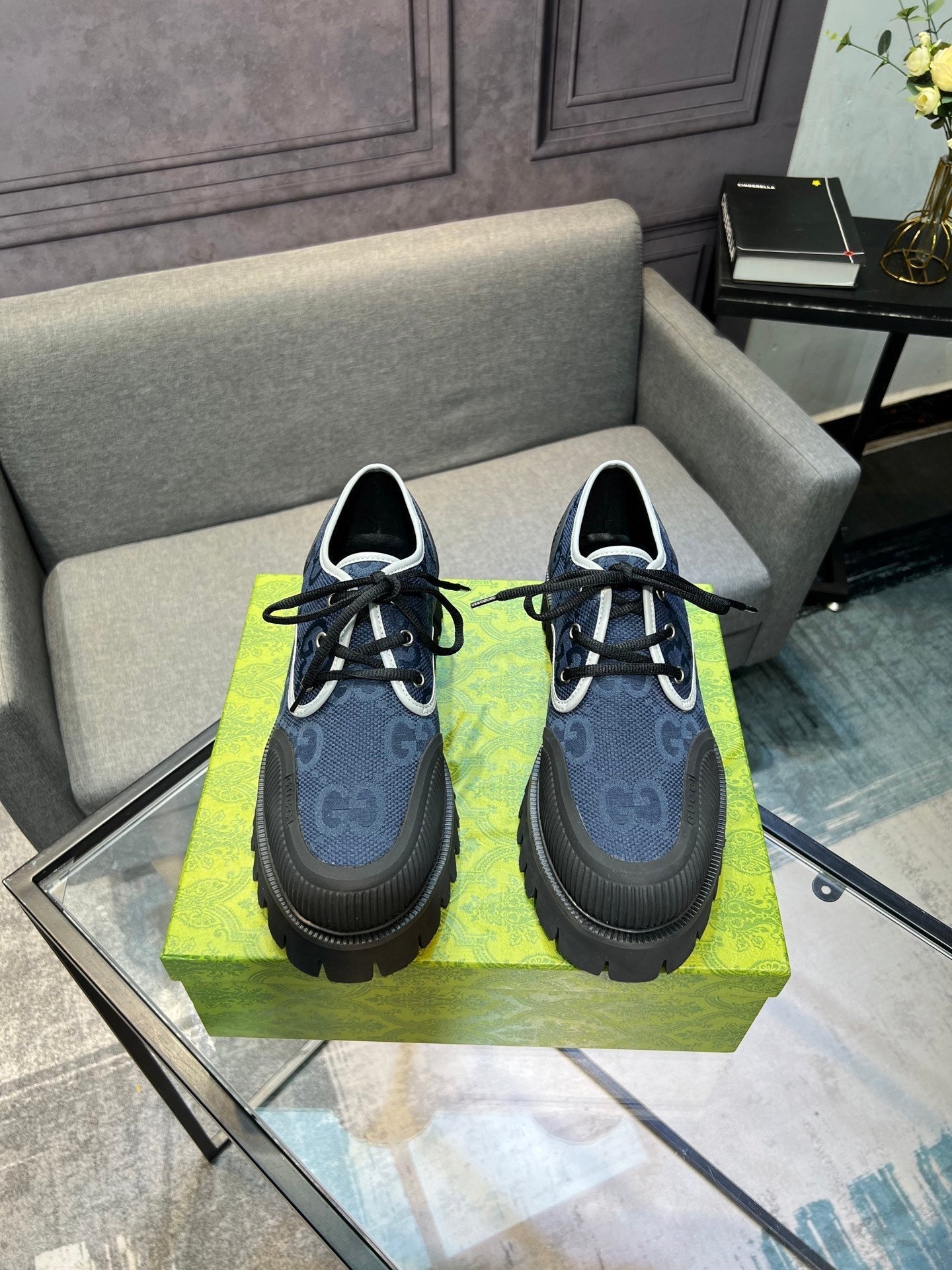 GG Men's 25 Maxi GG Sneaker Blue Black Canvas 720792