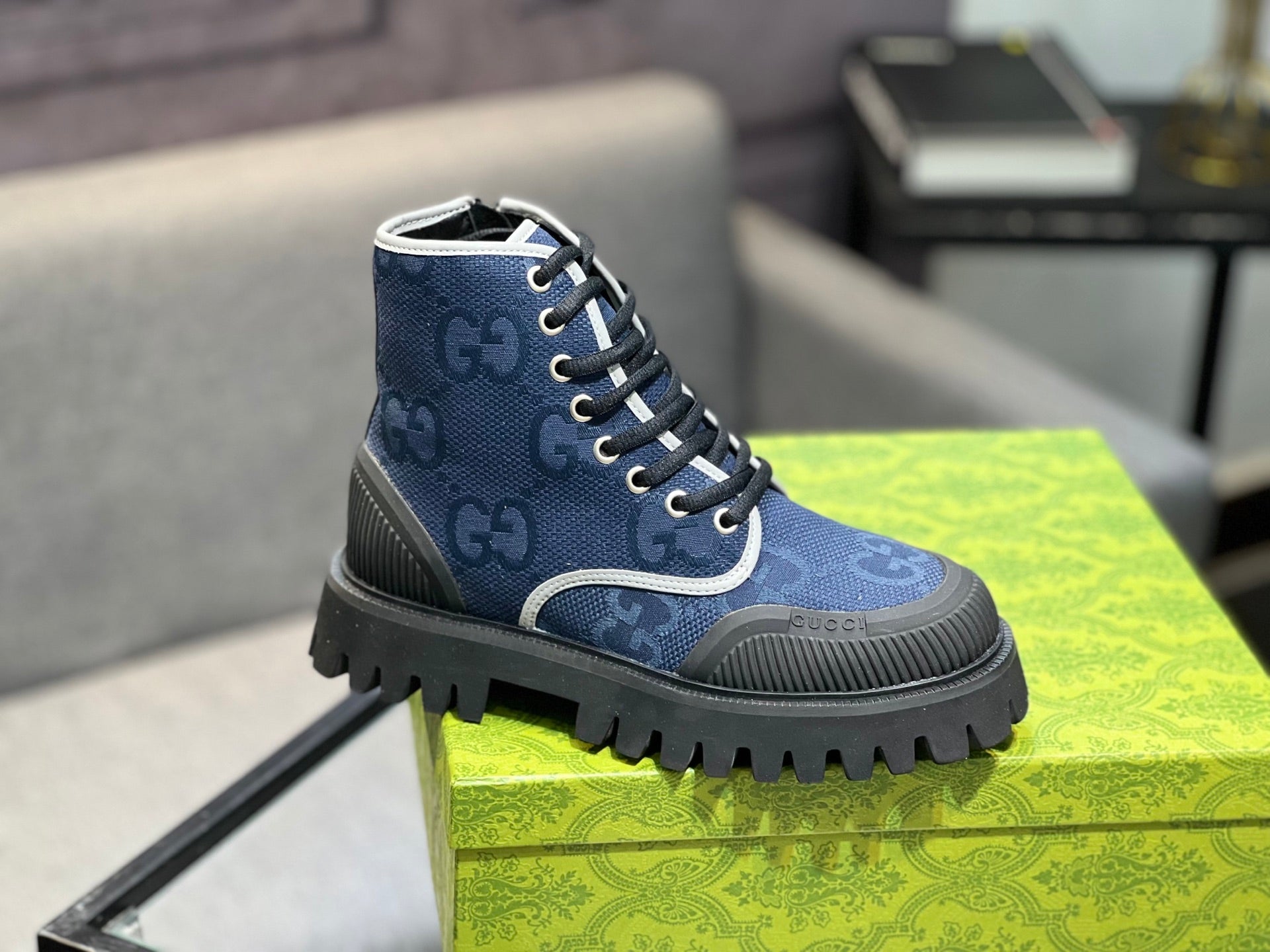 GG Men's 25 Lace up Boot Black Blue Canvas 720793