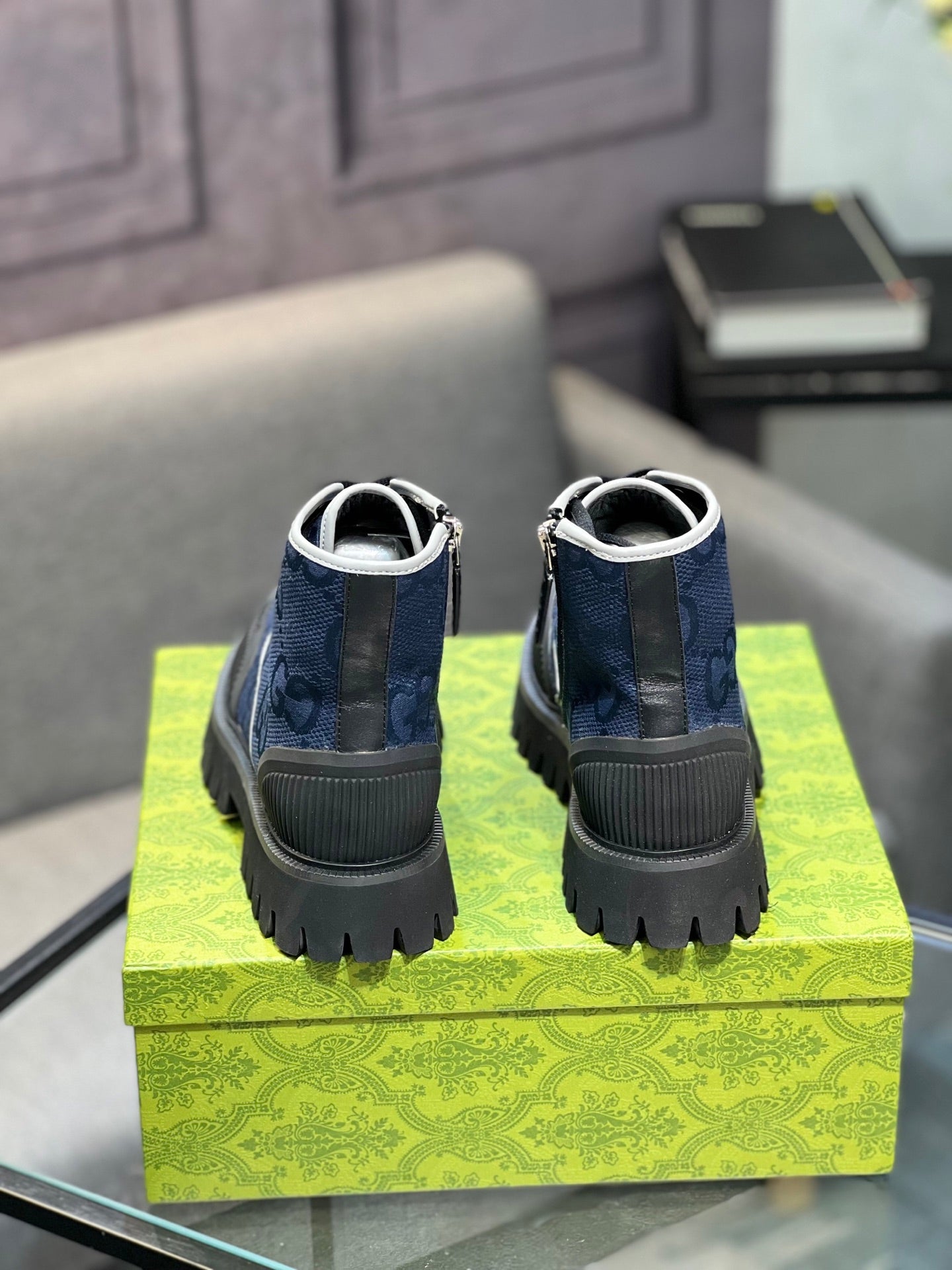 GG Men's 25 Lace up Boot Black Blue Canvas 720793