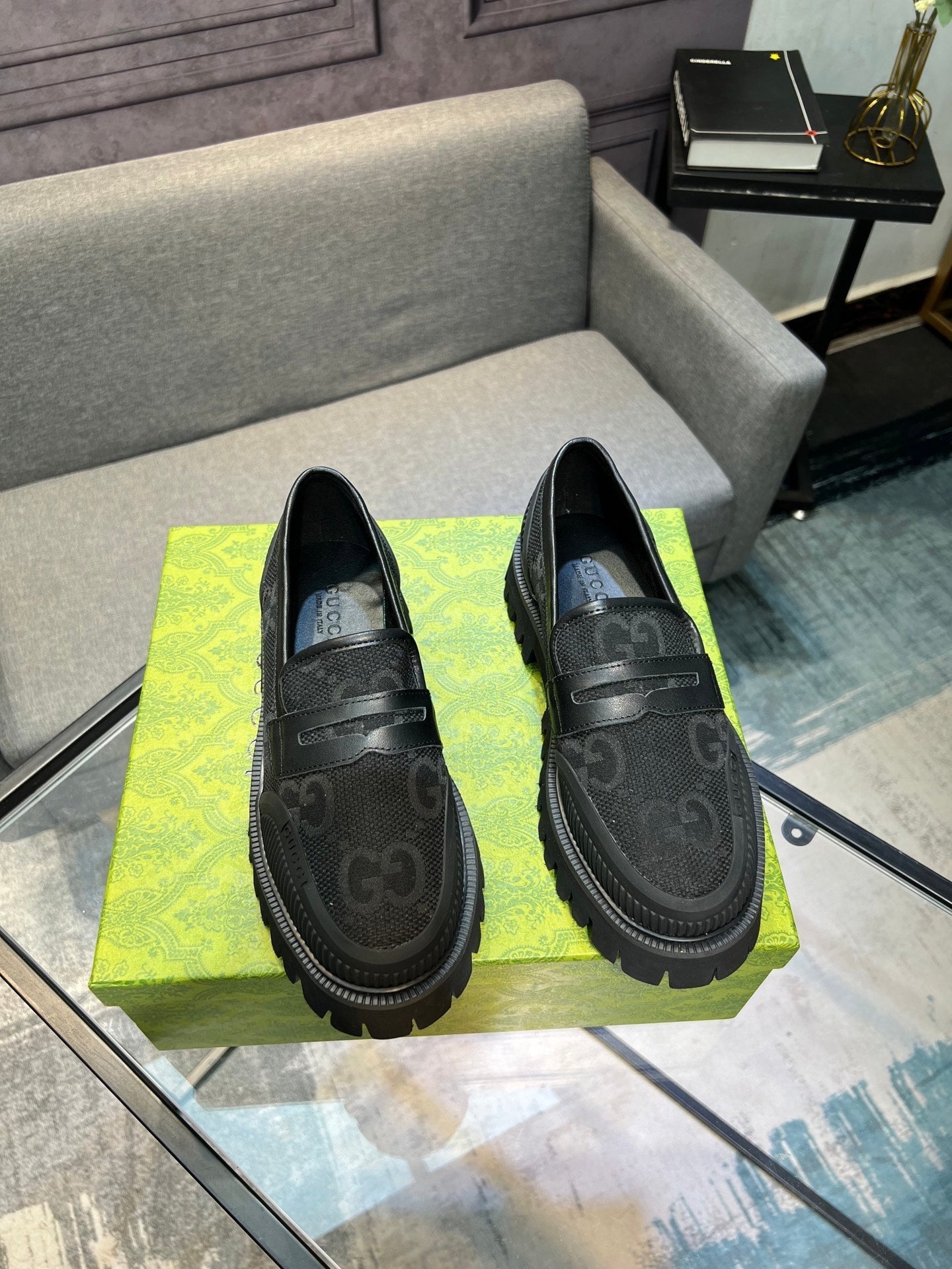 GG Men's 25 Maxi GG Loafer Black Canvas 720794