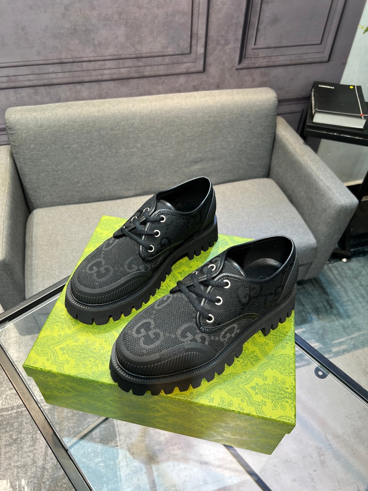 GG Men's 25 Maxi GG Sneaker Black Canvas 720795