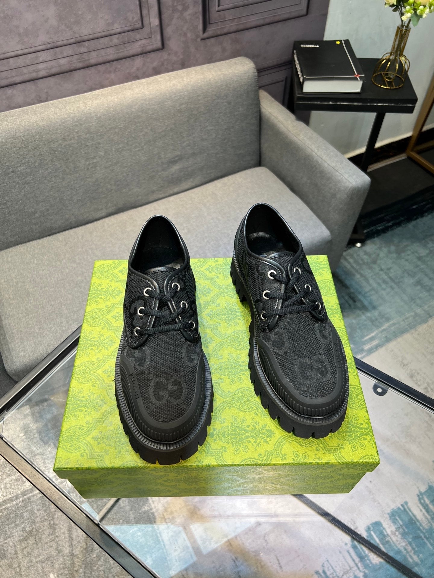 GG Men's 25 Maxi GG Sneaker Black Canvas 720795