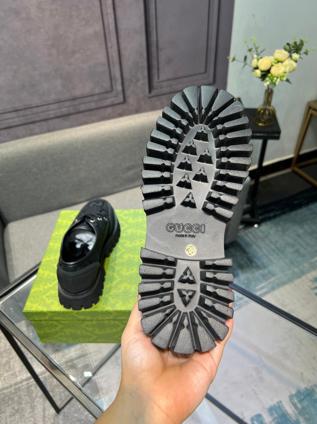 GG Men's 25 Maxi GG Sneaker Black Canvas 720795