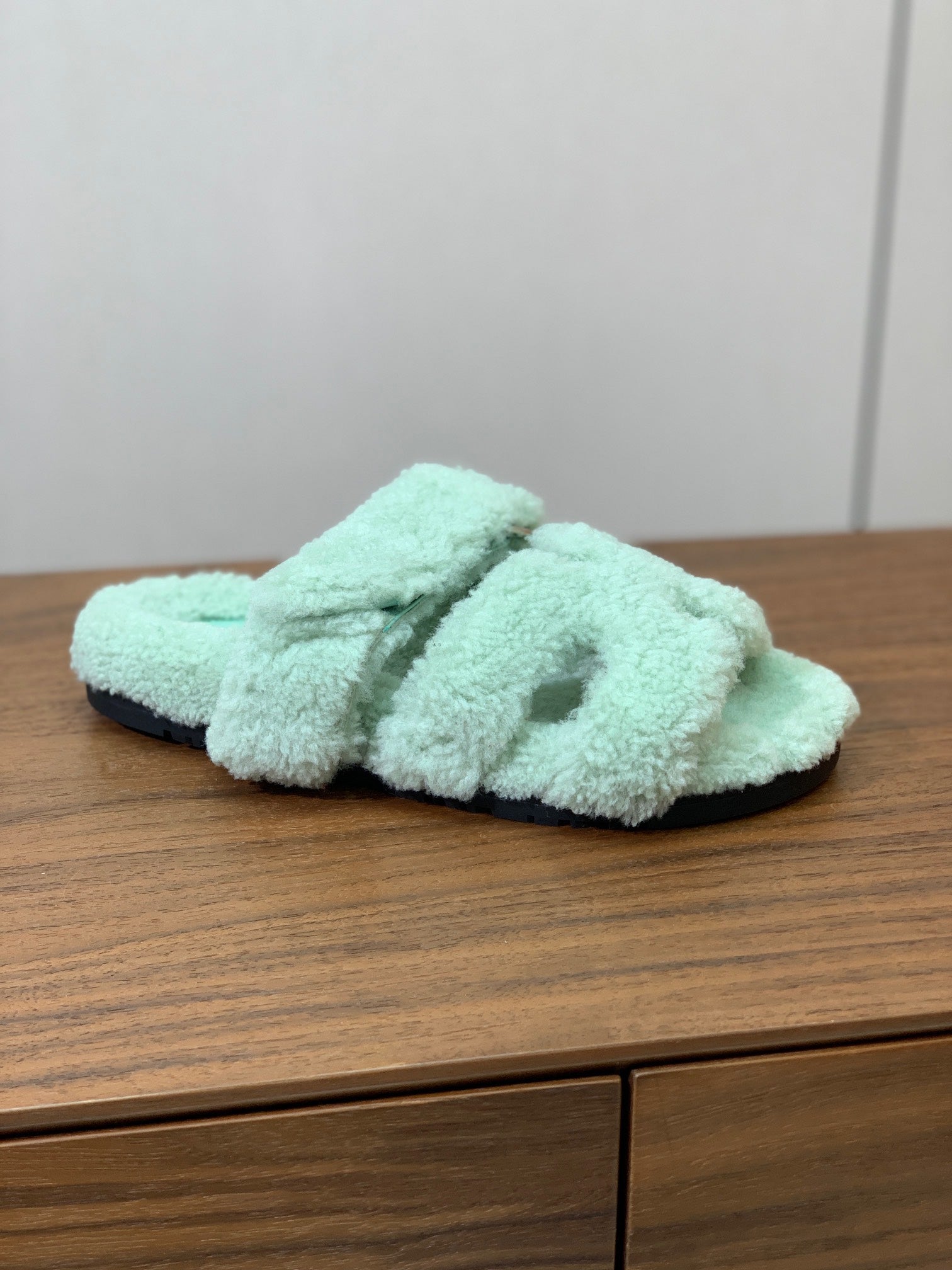 HM Chypre Sandal In Light Turquoise Lamb Wool 984178