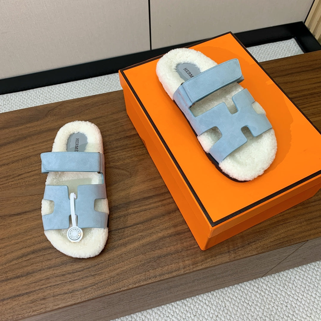 HM Chypre Sandal Cloud Blue Mix White Wool And Cowhide Lining  984208