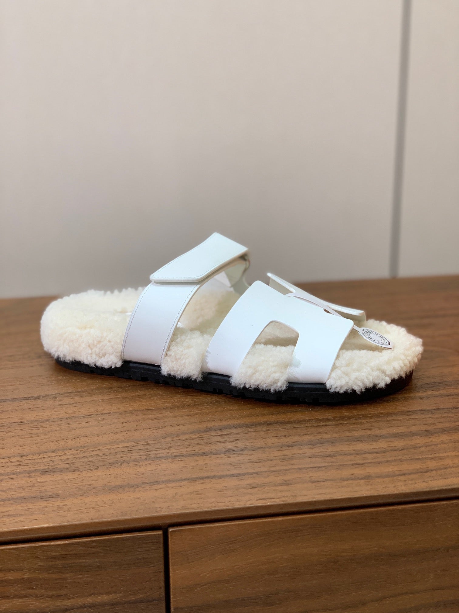 HM Chypre Sandal White Mix Light Beige Wool And Cowhide Lining  984210