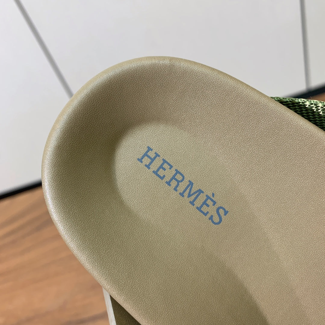 HM Kazimir Sandal Green mix Etoupe  Canvas Calfskin 293993