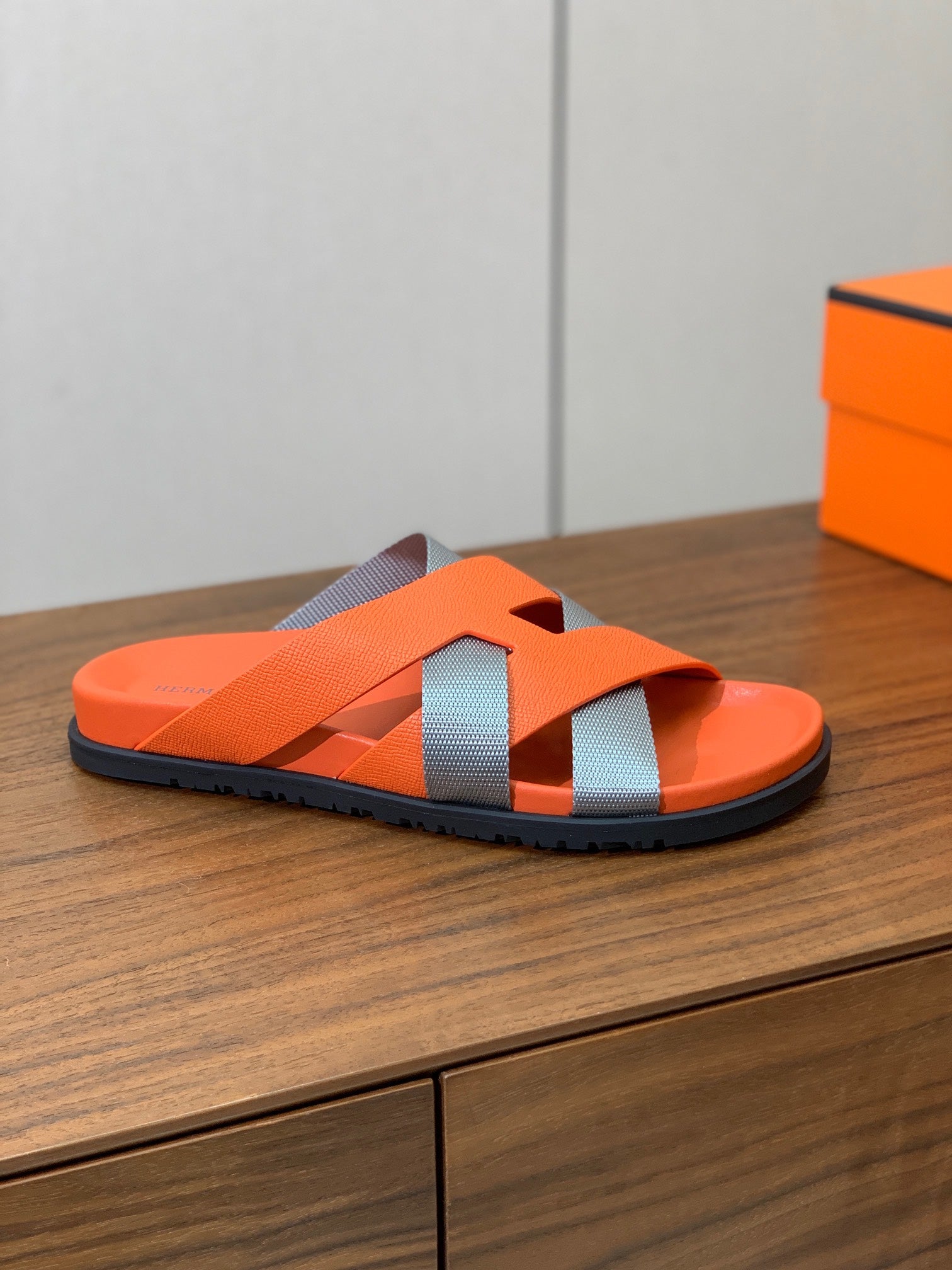 HM Kazimir Sandal Orange mix Gray Canvas Calfskin 293995