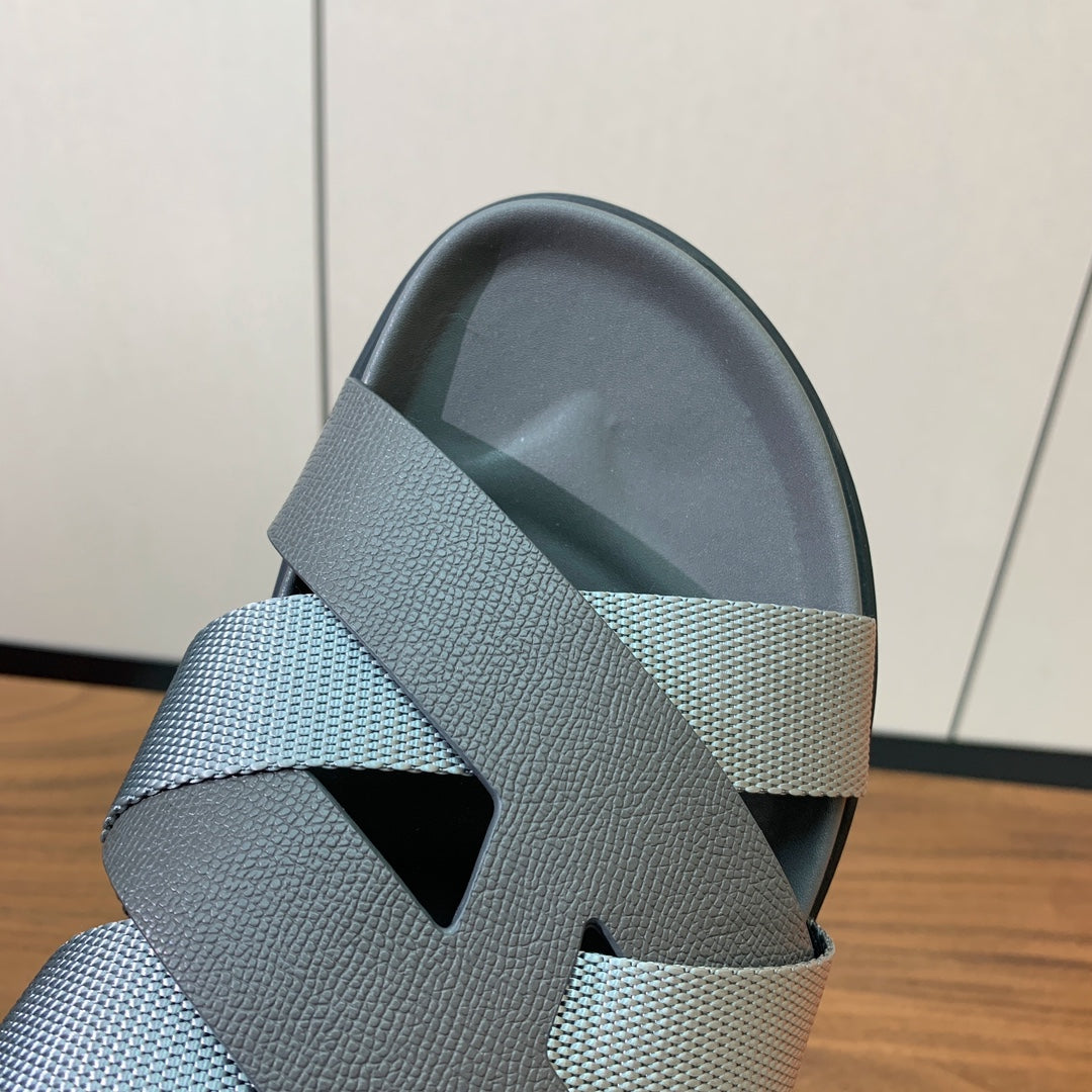 HM Kazimir Sandal Gray Canvas Calfskin 293997