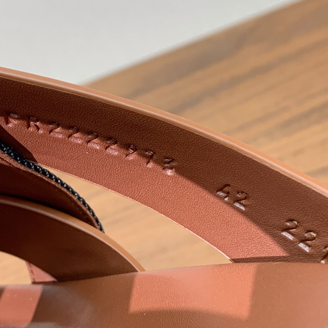 HM Kazimir Sandal Denim Brown Calfskin 294001