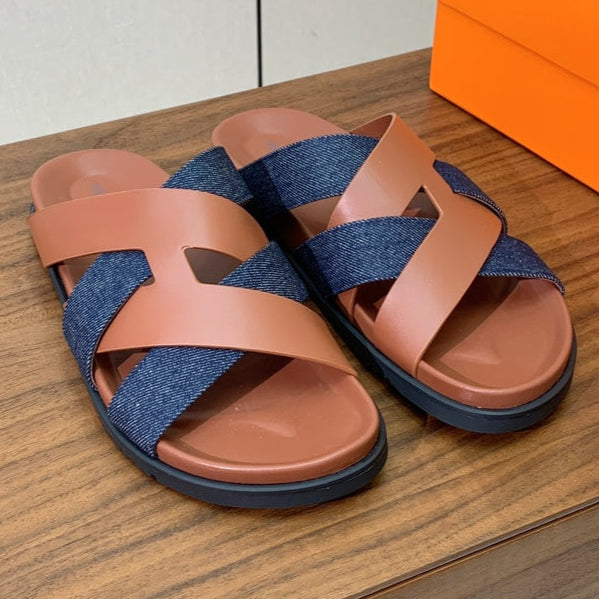 HM Kazimir Sandal Denim Brown Calfskin 294001