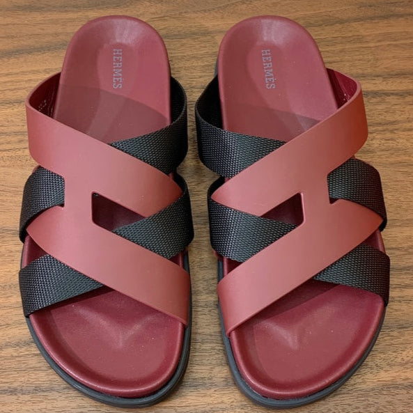 HM Kazimir Sandal Burgundy Black Frabic Calfskin 294008