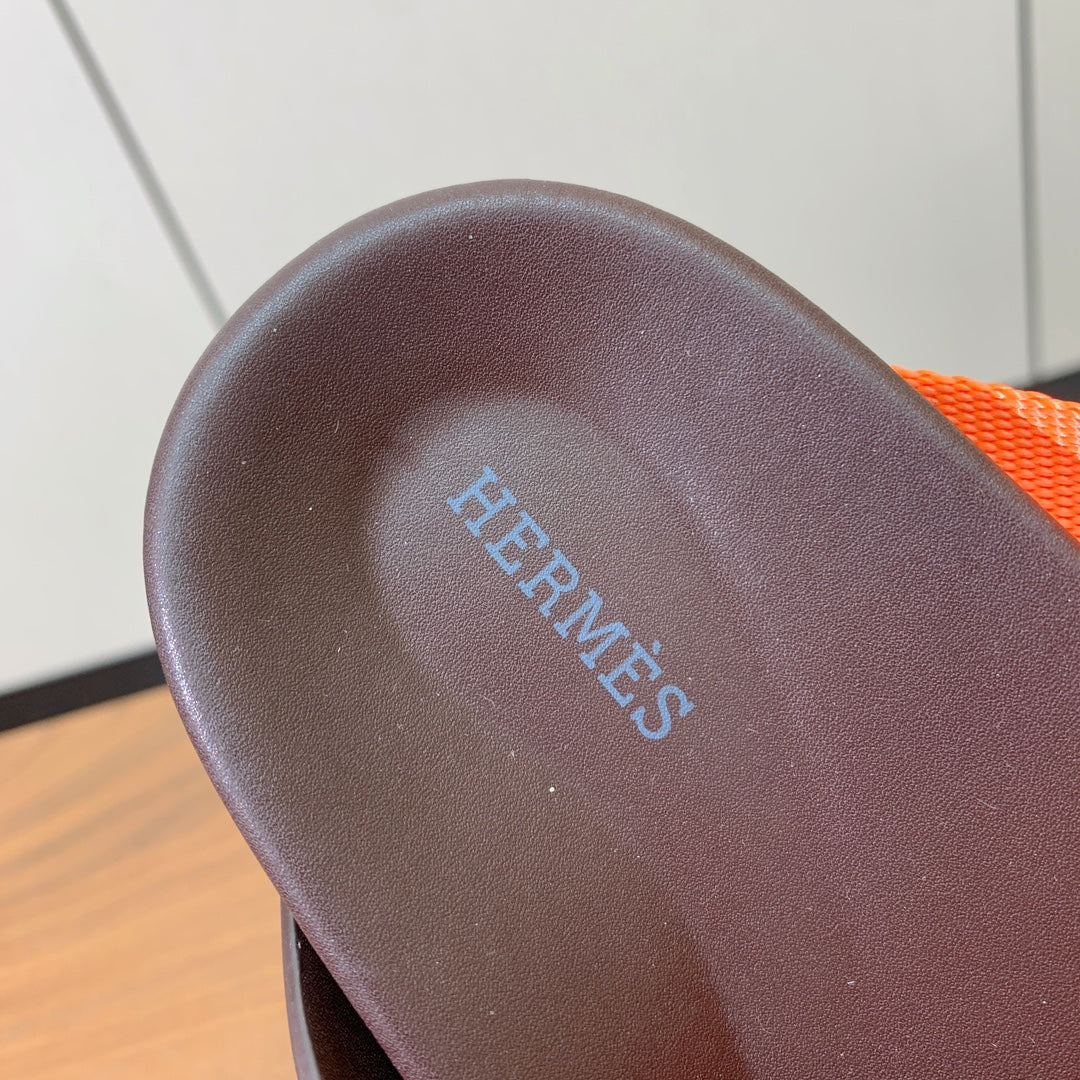 HM Kazimir Sandal Dark Brown Orange Frabic Calfskin 294009