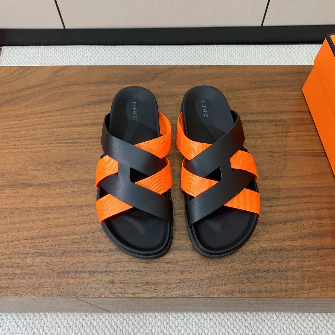 HM Kazimir Sandal Black Orange  Frabic Calfskin 294012