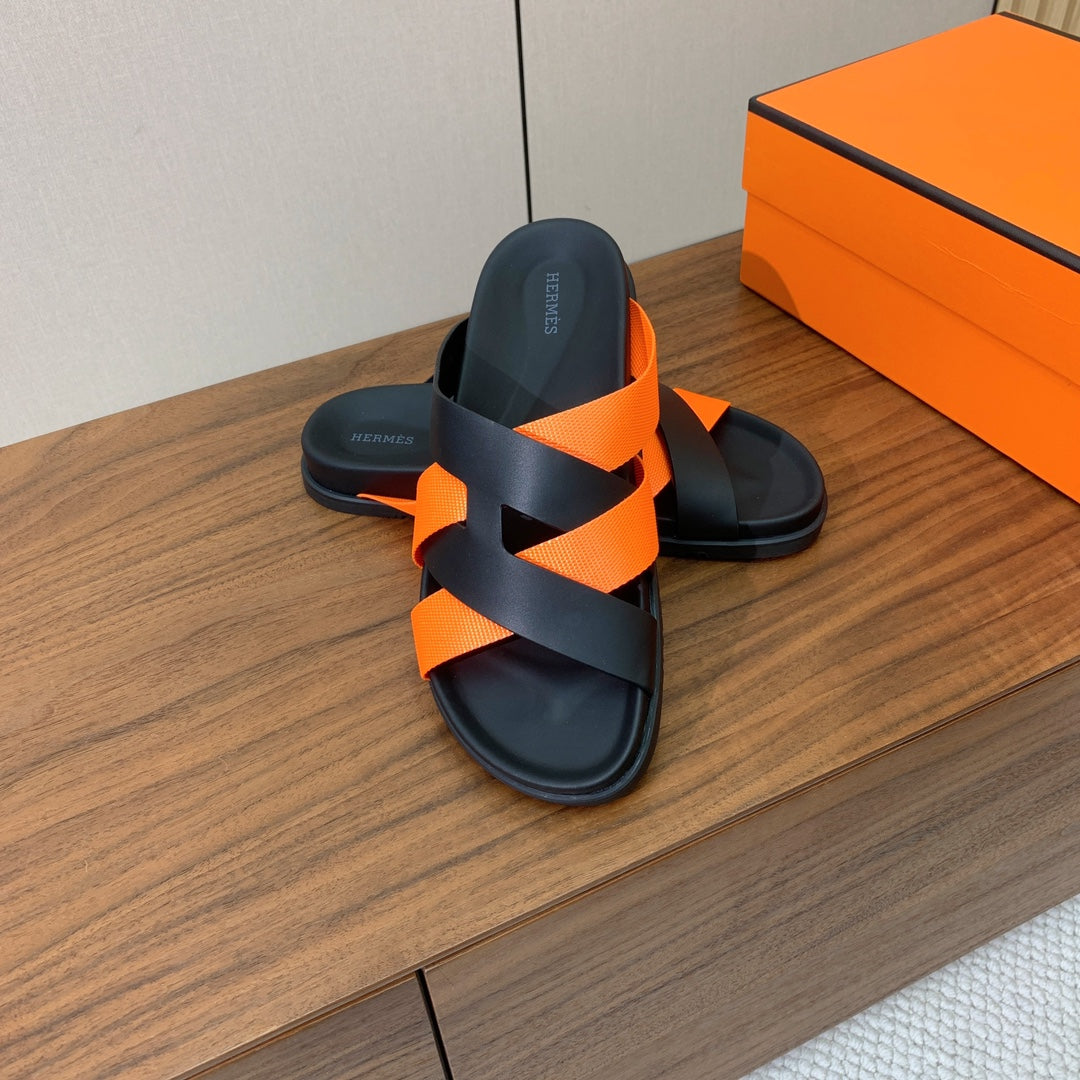 HM Kazimir Sandal Black Orange  Frabic Calfskin 294012