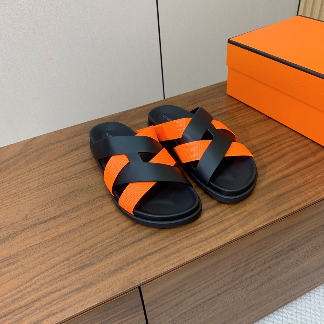 HM Kazimir Sandal Black Orange  Frabic Calfskin 294012