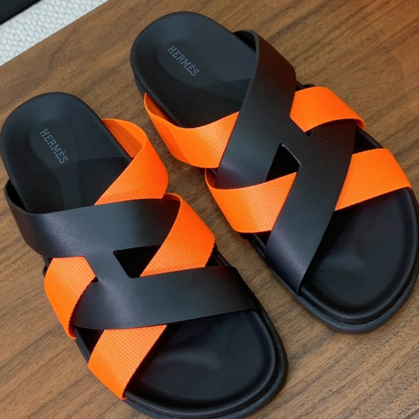 HM Kazimir Sandal Black Orange  Frabic Calfskin 294012