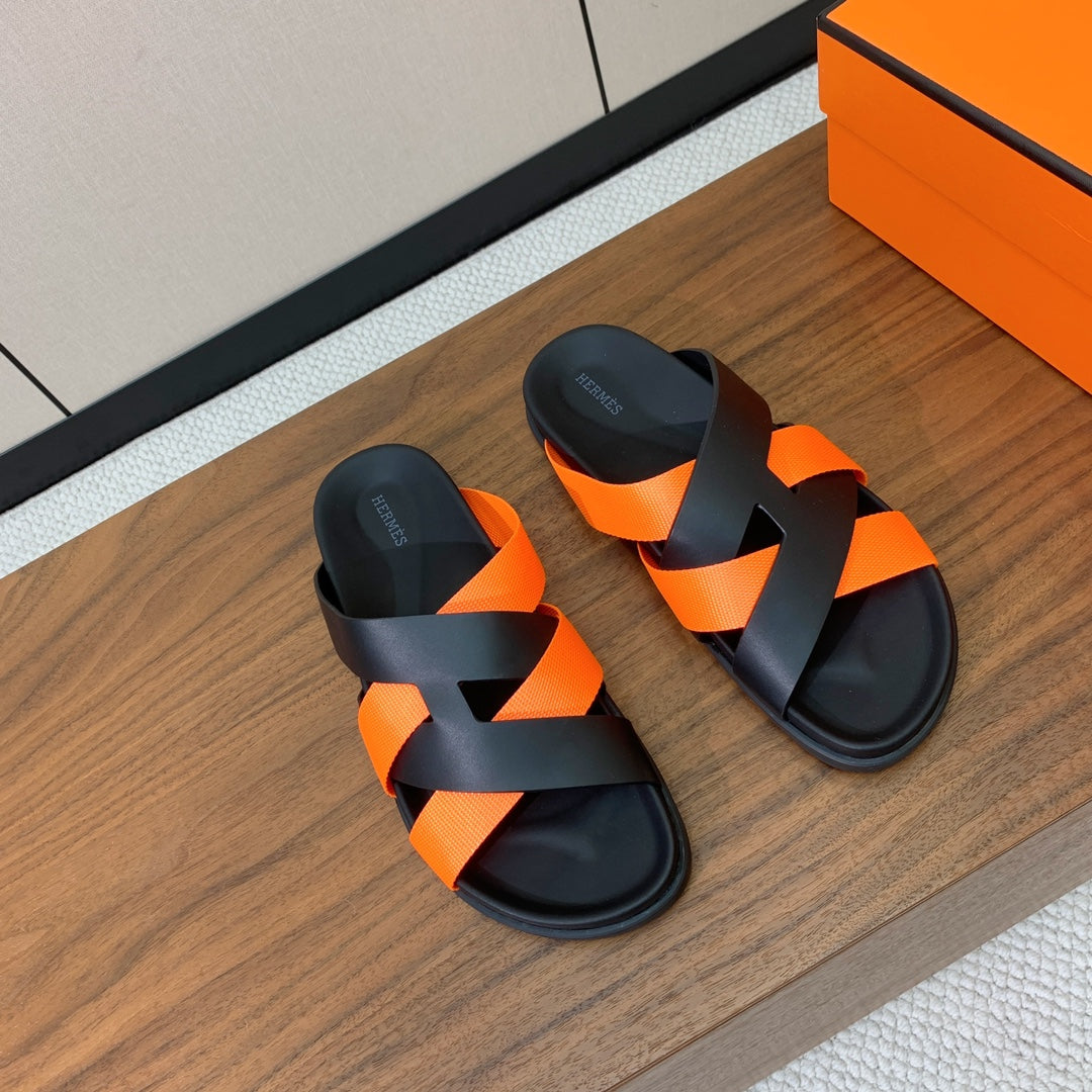 HM Kazimir Sandal Black Orange  Frabic Calfskin 294012