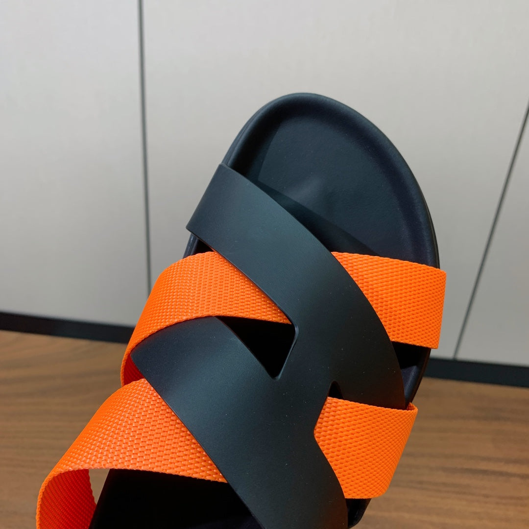 HM Kazimir Sandal Black Orange  Frabic Calfskin 294012