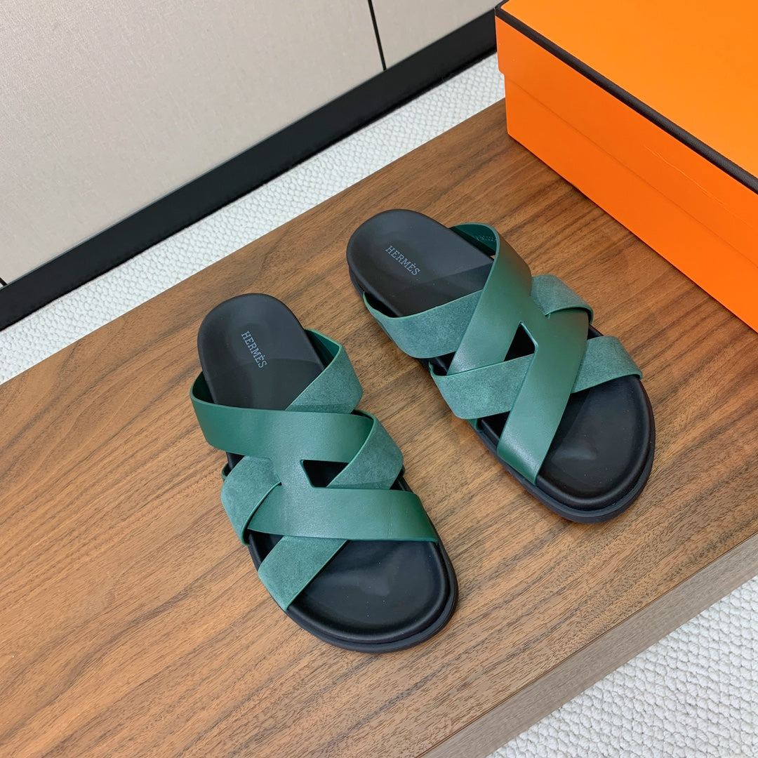 HM Kazimir Sandal Green Suede Calfskin 294028