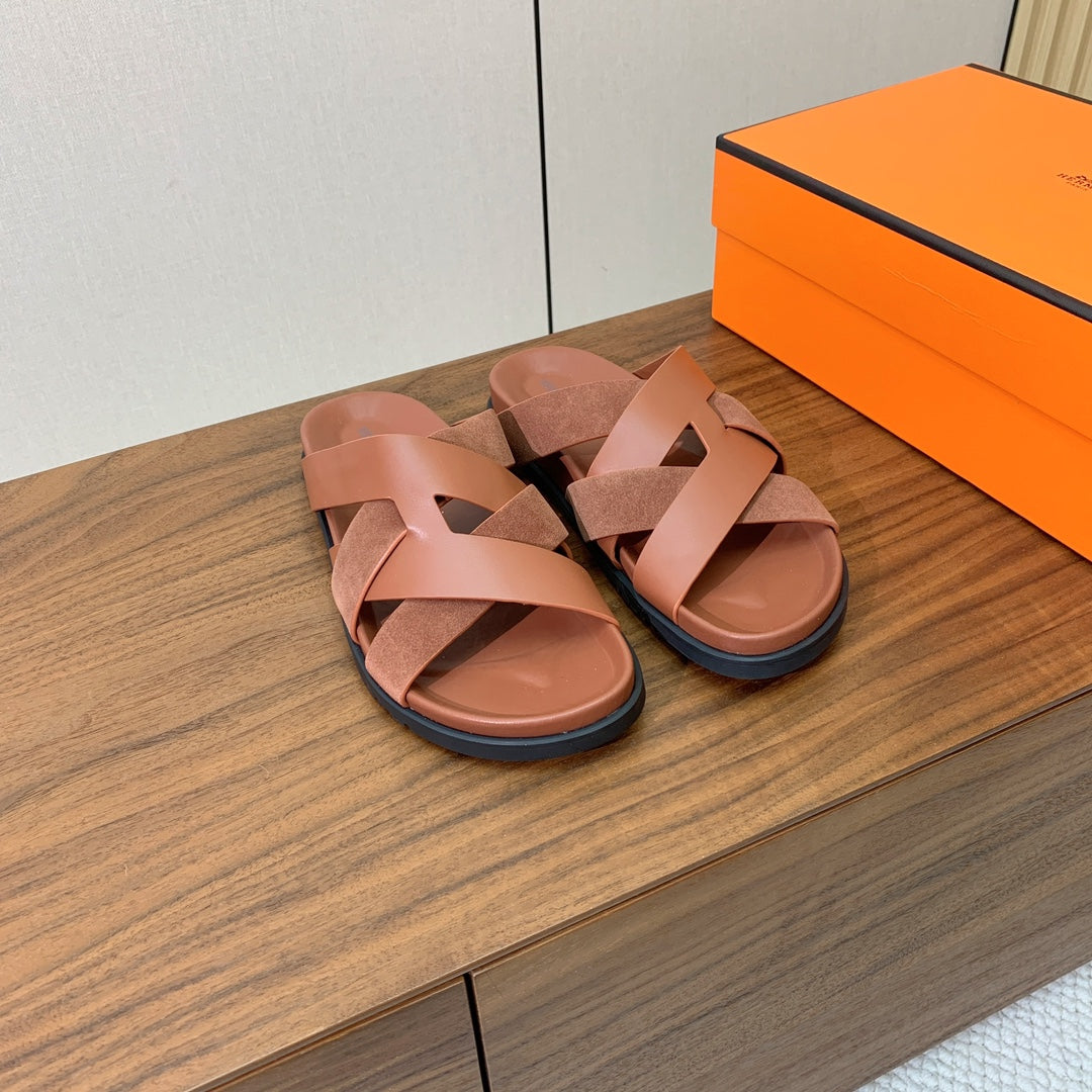 HM Kazimir Sandal Brown Suede Calfskin 294031