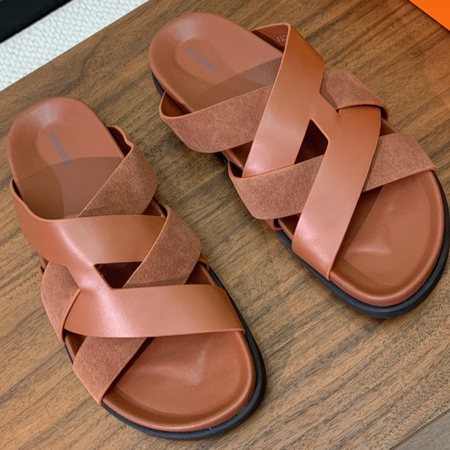 HM Kazimir Sandal Brown Suede Calfskin 294031